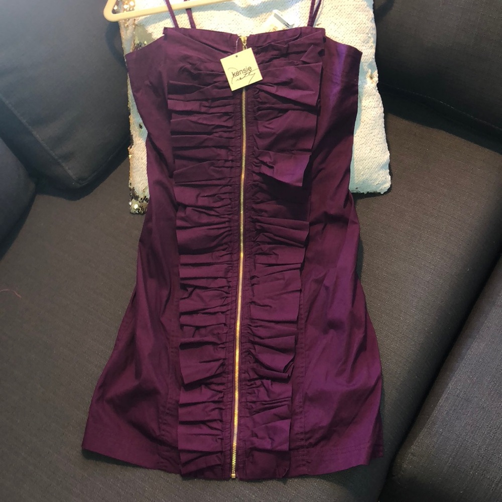 Maroon dress with ruffle detail